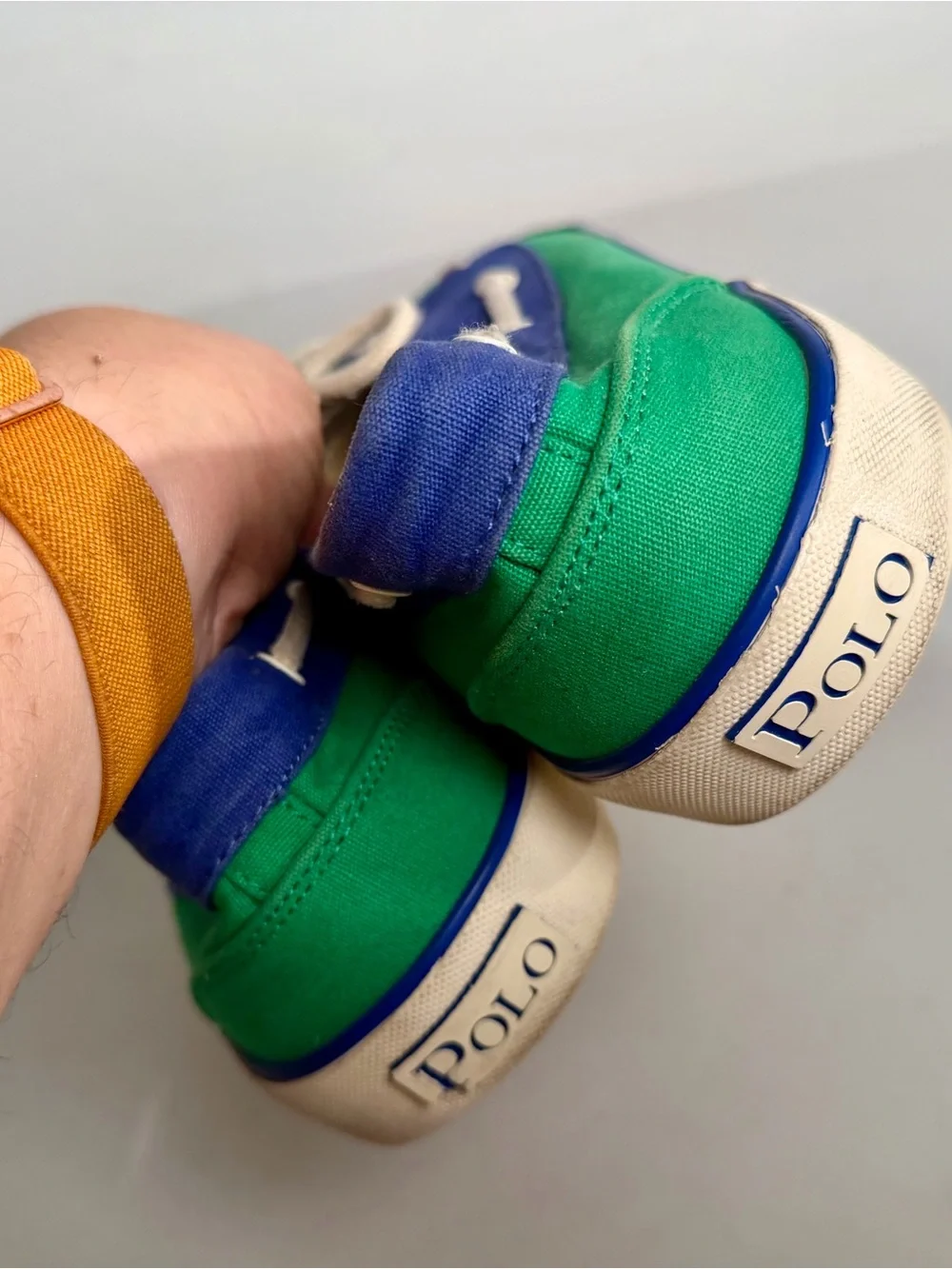 VTG POLO Ralph Lauren Franz Lace Up Blue Green Sneakers Deck Boat Shoes Men 10 D